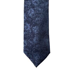 Michael Kors Necktie 3" Navy MK Floral Standard Length Silk Blend NEW